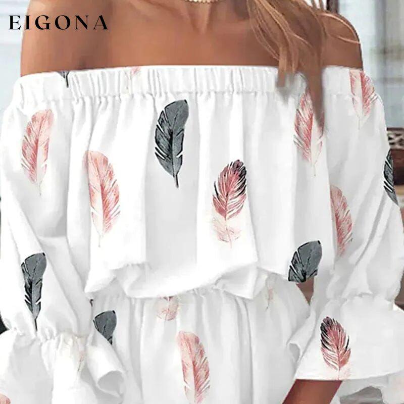 Women's 3/4 Length Sleeve Floral Ruffle Summer Spring Off Shoulder Dress __stock:200 casual dresses clothes dresses refund_fee:1200