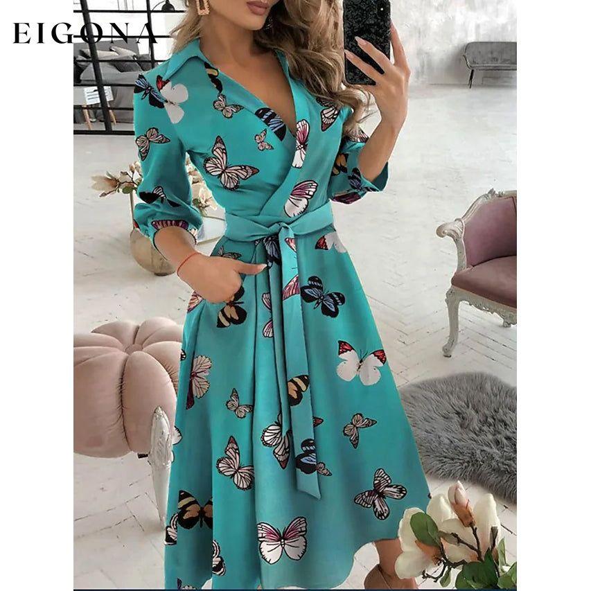 Women's A Line Dress Butterfly Print __stock:200 casual dresses clothes dresses refund_fee:1200