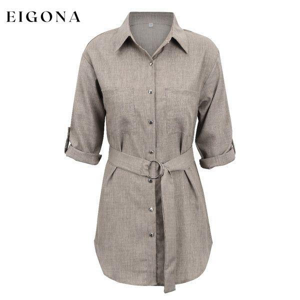 Women's Buttons Turn-Down Casual Shirt Dress __stock:200 casual dresses clothes dresses refund_fee:1200