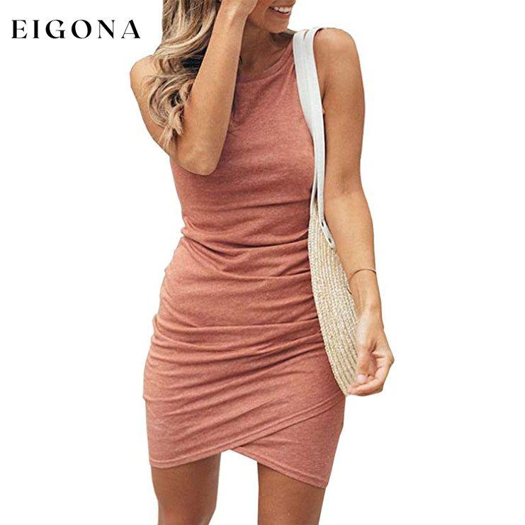 Women's Casual Crew Neck Ruched Mini Dress Pink __stock:200 casual dresses clothes dresses refund_fee:1200