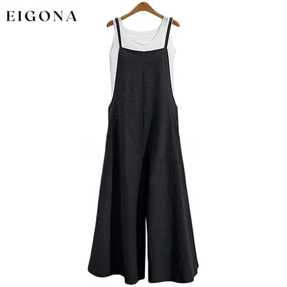 Women's Casual Loose Long Wide Leg Jumpsuits Black __stock:200 casual dresses clothes dresses refund_fee:1200