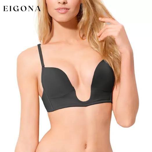 Women's Deep U Plunging Bra in Standard and Plus Sizes Black __stock:600 lingerie refund_fee:800