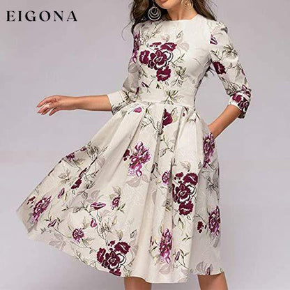 Women's Floral Vintage Dress __stock:200 casual dresses clothes dresses refund_fee:1200