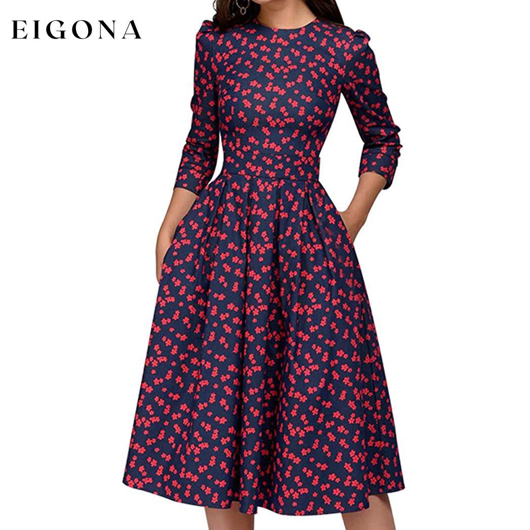 Women's Floral Vintage Dress Red __stock:200 casual dresses clothes dresses refund_fee:1200