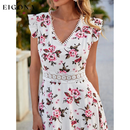 Women's Full Body Floral Print High Low Hem A-Line Dress White __stock:200 casual dresses clothes dresses refund_fee:1200