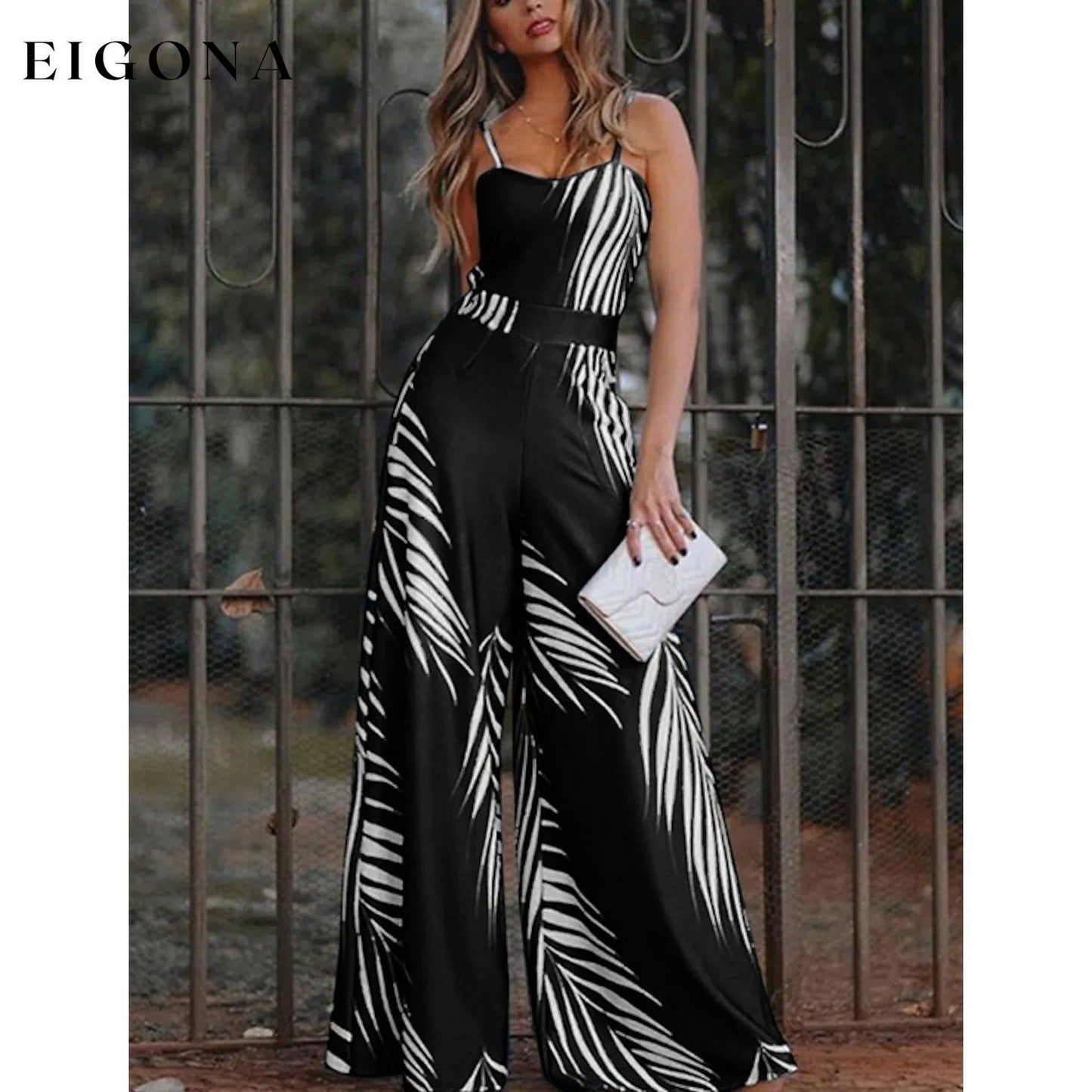 Women's Geometric Jumpsuit Black __stock:200 casual dresses clothes dresses refund_fee:1200