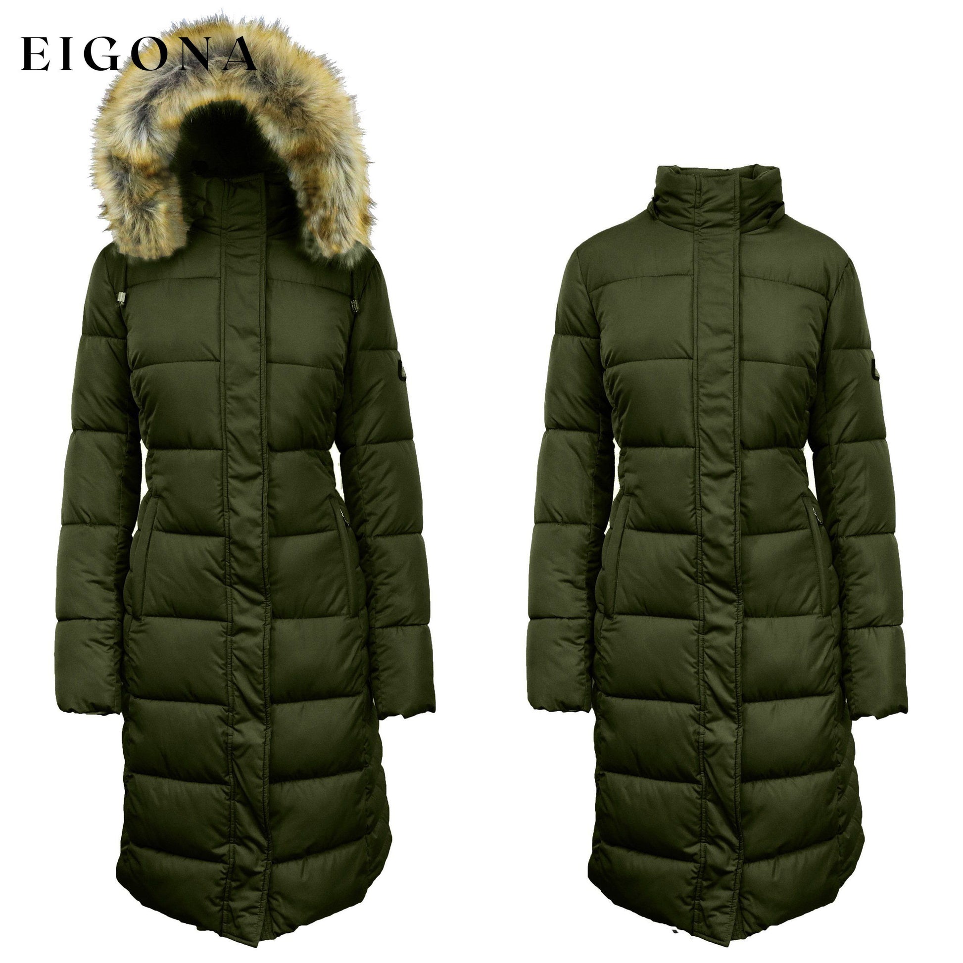 Womens Heavyweight Long Parka Jacket Coat Olive __stock:50 Jackets & Coats refund_fee:2200