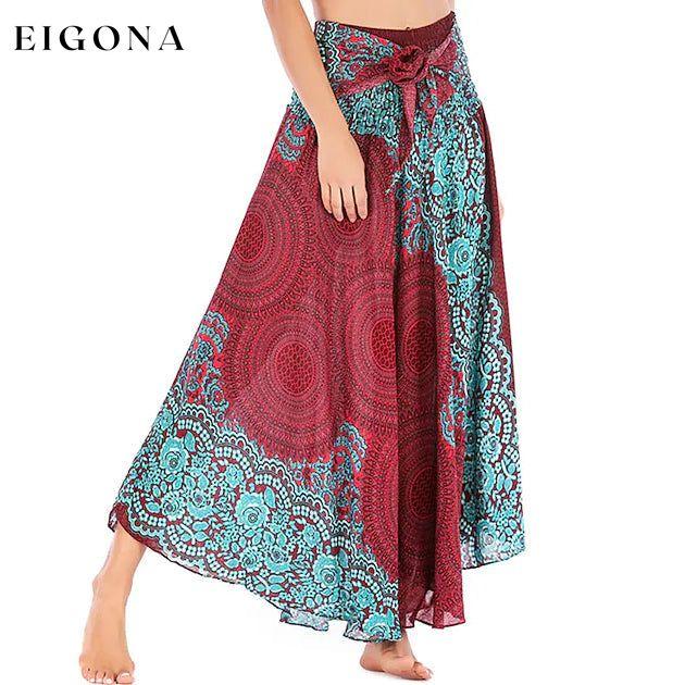 Women's High Waist Yoga Skirt Gypsy Dress Burgundy __stock:200 casual dresses clothes dresses refund_fee:1200