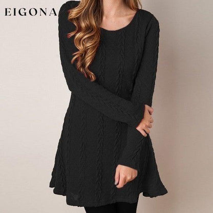 Womens Knitted Crewneck Sweater Dress __stock:50 casual dresses clothes dresses refund_fee:1200