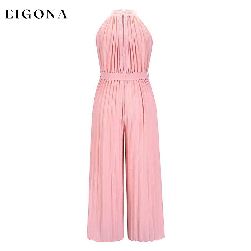 Women's Lace-Up Halter Casual Wide-Leg Jumpsuit __stock:200 casual dresses clothes dresses refund_fee:1200