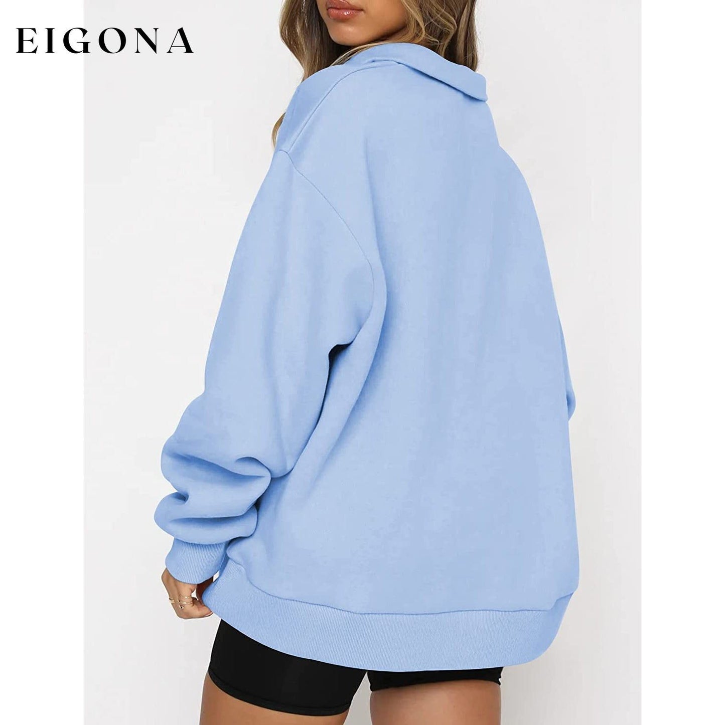 Womens Oversized Half Zip Pullover Long Sleeve Sweatshirt __stock:200 clothes refund_fee:1200 tops