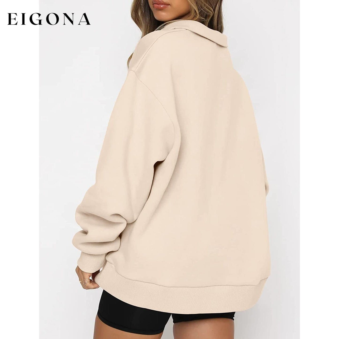 Womens Oversized Half Zip Pullover Long Sleeve Sweatshirt __stock:200 clothes refund_fee:1200 tops