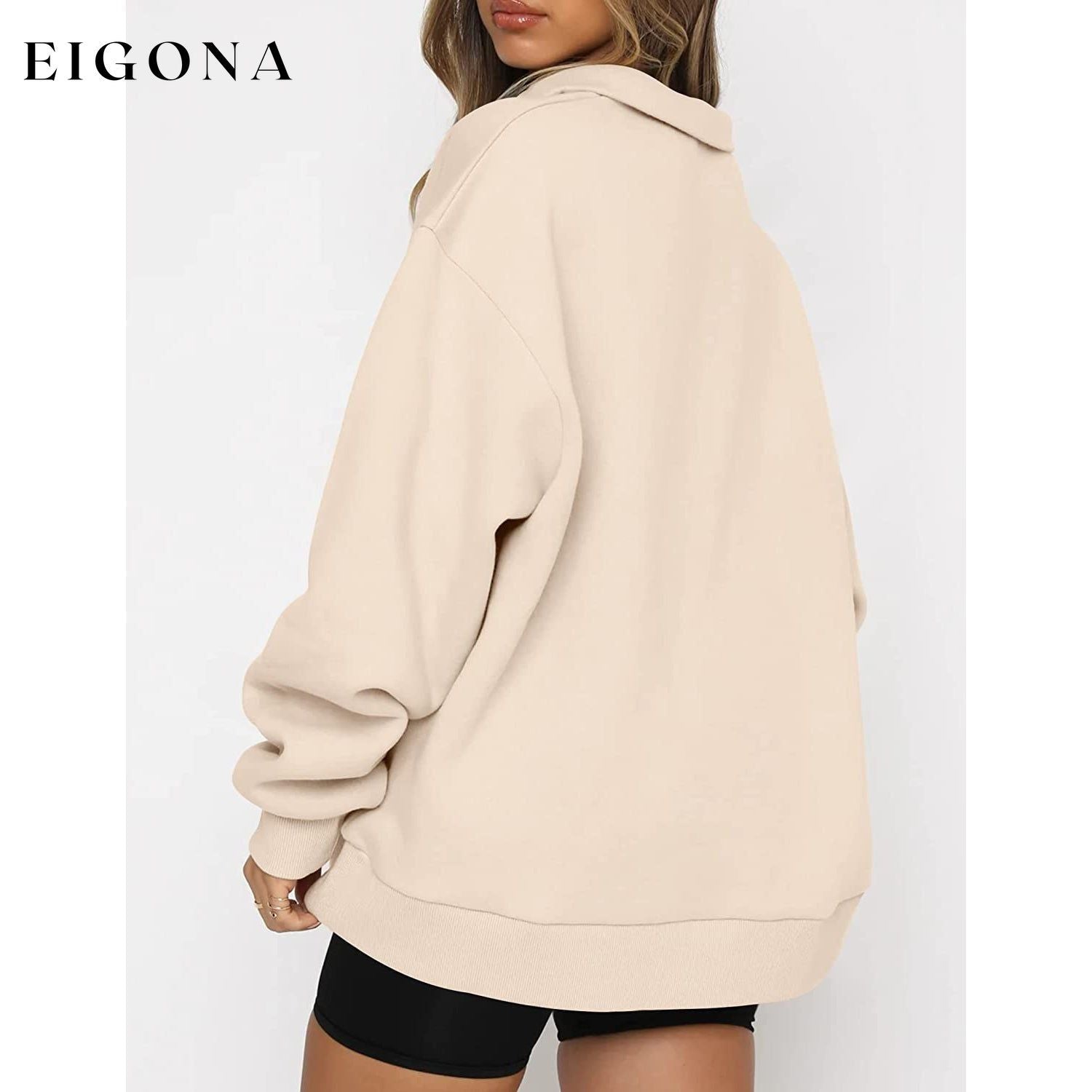 Womens Oversized Half Zip Pullover Long Sleeve Sweatshirt __stock:200 clothes refund_fee:1200 tops