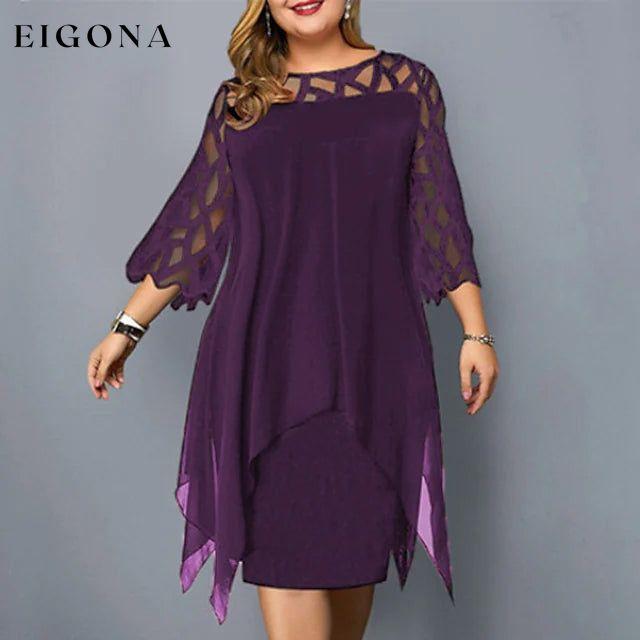 Women's Plus Size Solid Color Sheath Dress Purple __stock:200 casual dresses clothes dresses refund_fee:1200