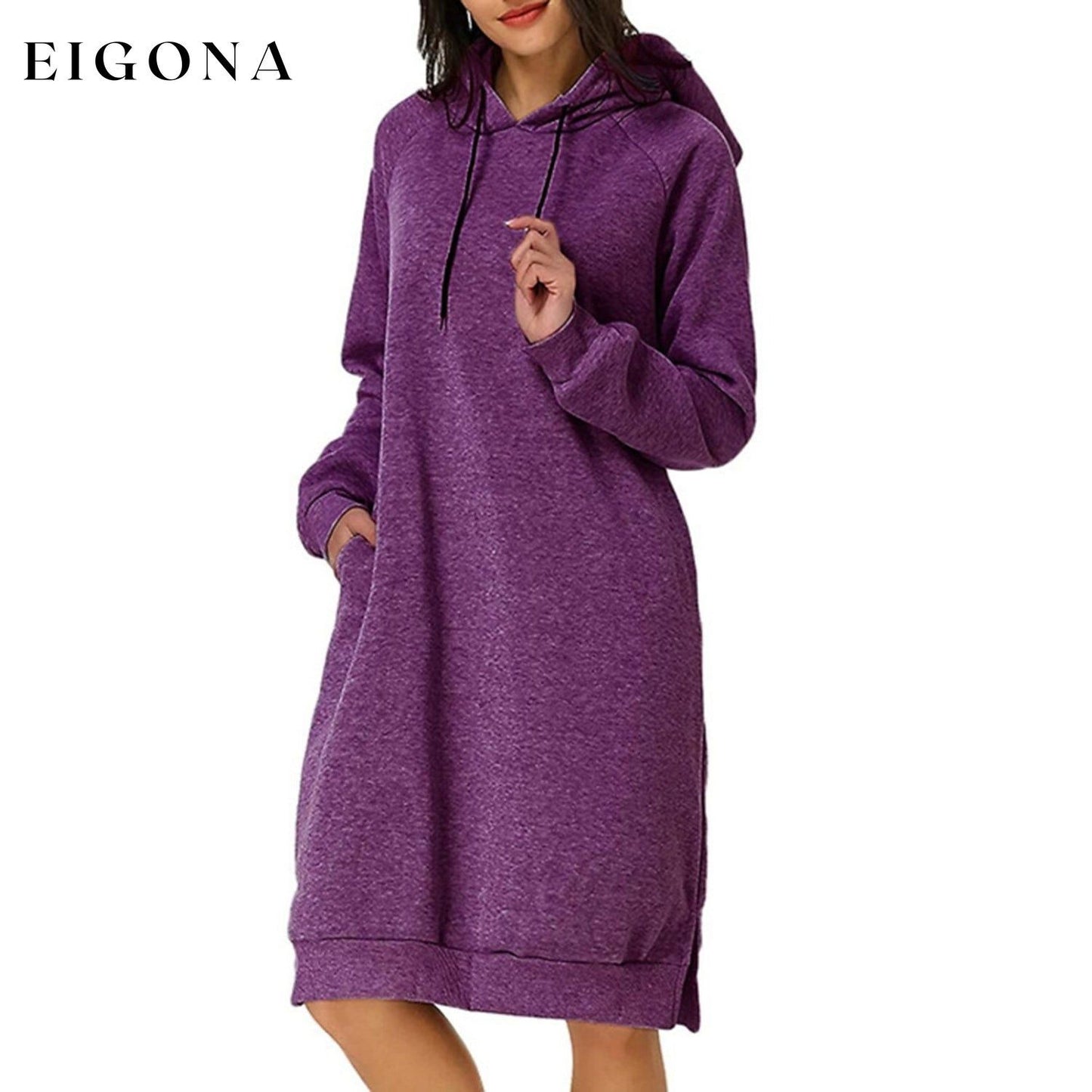 Womens Pullover Hoodie Dress Purple __stock:200 casual dresses clothes dresses refund_fee:1200