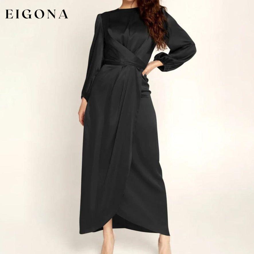 Women's Satin Swing Maxi Dress Black __stock:200 casual dresses clothes dresses refund_fee:1200