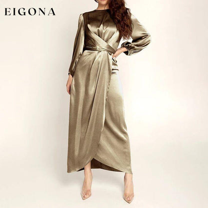 Women's Satin Swing Maxi Dress Brown __stock:200 casual dresses clothes dresses refund_fee:1200