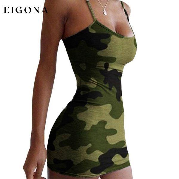 Women's Sexy Sleeveless Camouflage Mini Dress Army Green __stock:200 casual dresses clothes dresses refund_fee:800