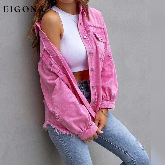 Women's Shacket Long Sleeve Denim __stock:200 Jackets & Coats refund_fee:1200