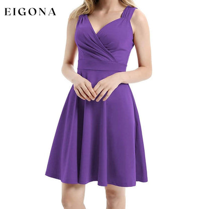 Women's Sleeveless Wrap V-Neck A-line Bridesmaid Cocktail Party Dress __stock:200 casual dresses clothes dresses refund_fee:1200