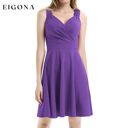 Women's Sleeveless Wrap V-Neck A-line Bridesmaid Cocktail Party Dress __stock:200 casual dresses clothes dresses refund_fee:1200