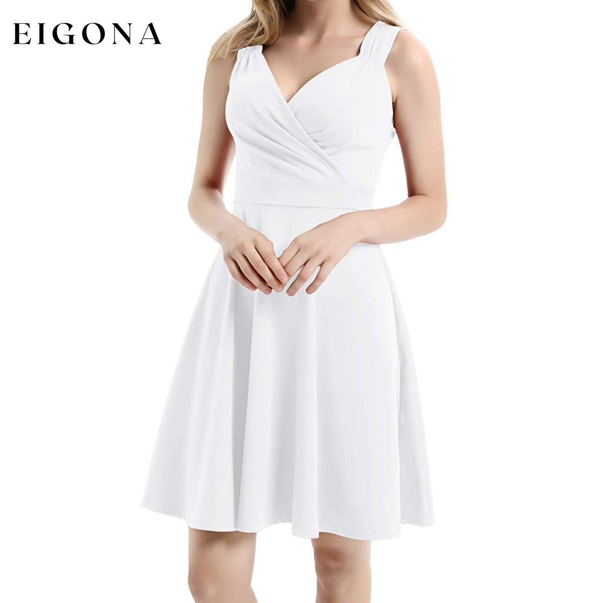 Women's Sleeveless Wrap V-Neck A-line Bridesmaid Cocktail Party Dress __stock:200 casual dresses clothes dresses refund_fee:1200