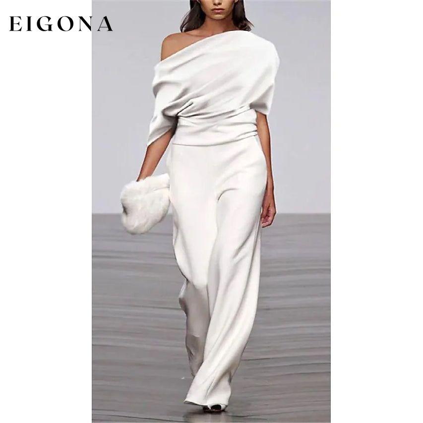 Women's Solid Color Casual Jumpsuit White __stock:200 casual dresses clothes dresses refund_fee:1200