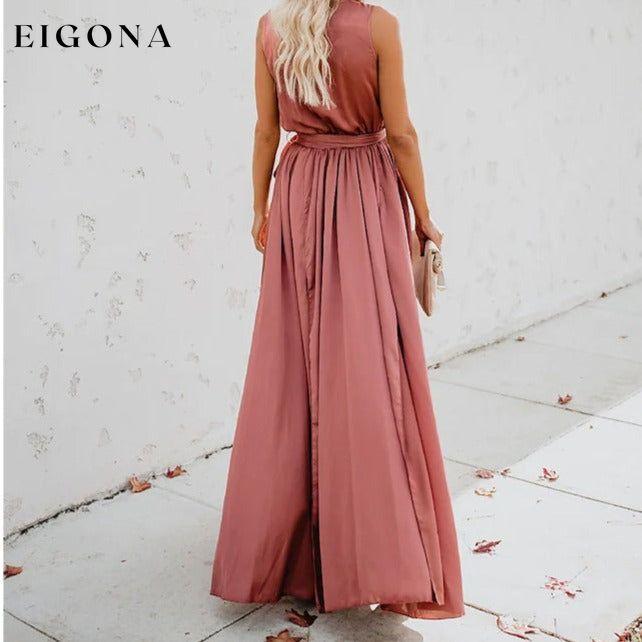 Women's Solid Color Slit Tie Maxi Dress __stock:200 casual dresses clothes dresses refund_fee:1200 show-color-swatches