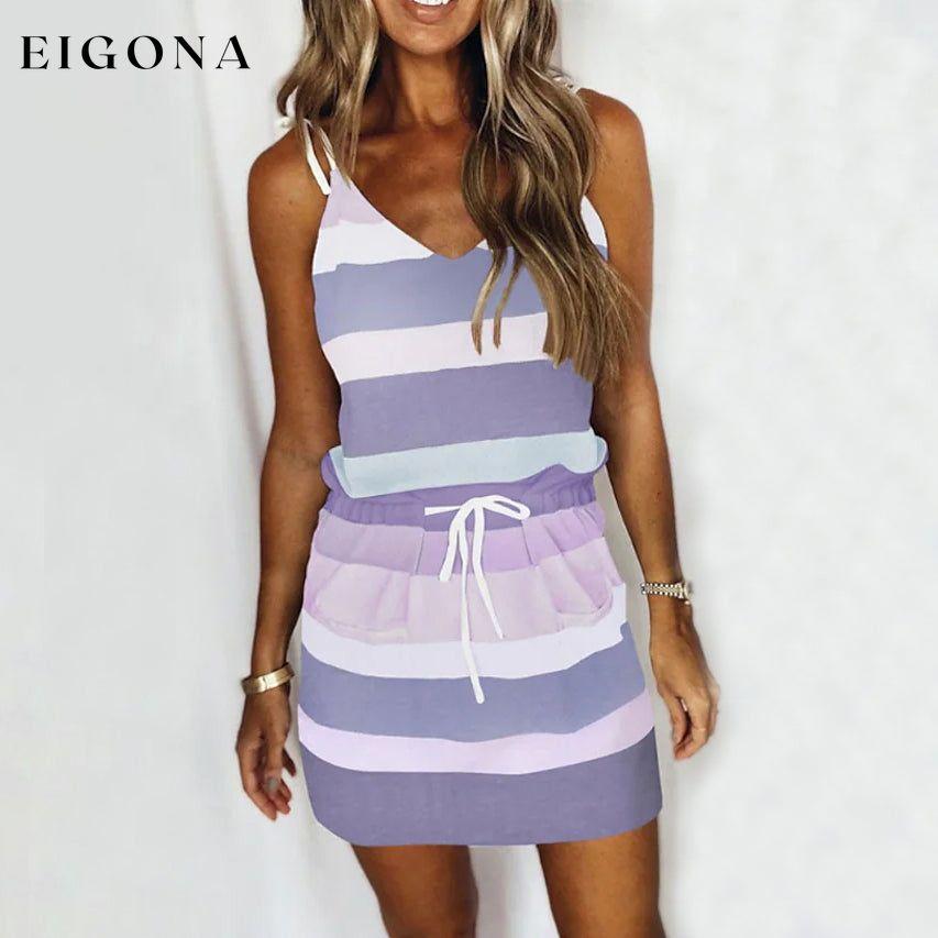 Women's Strap Mini Summer Dress Purple __stock:200 casual dresses clothes dresses refund_fee:1200 show-color-swatches