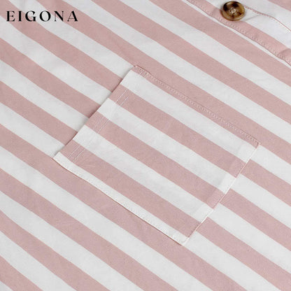 Womens Stripe Short Sleeve Wrap V Neck Button Front Tie Belted Dress __stock:500 casual dresses clothes dresses refund_fee:800