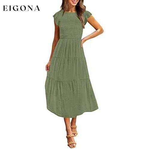 Women's Summer Casual Tiered A-Line Dress Green __stock:200 casual dresses clothes dresses refund_fee:1200