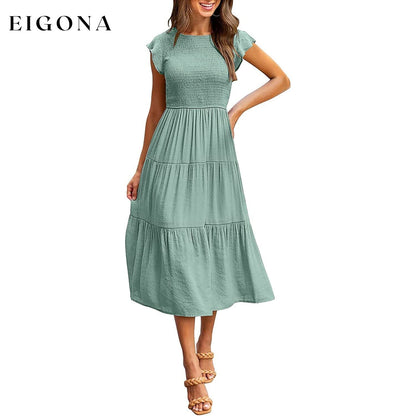 Women's Summer Casual Tiered A-Line Dress Sage __stock:200 casual dresses clothes dresses refund_fee:1200