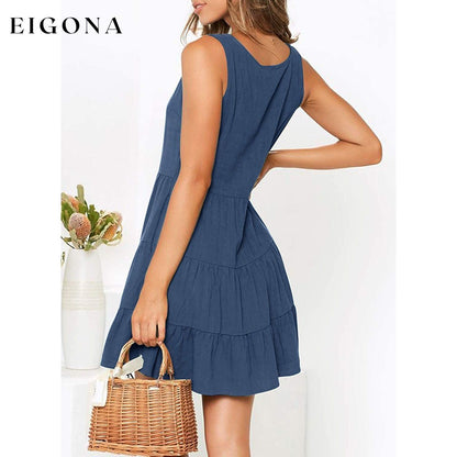 Women's Summer Sleeveless V Neck Dress __stock:200 casual dresses clothes dresses refund_fee:1200