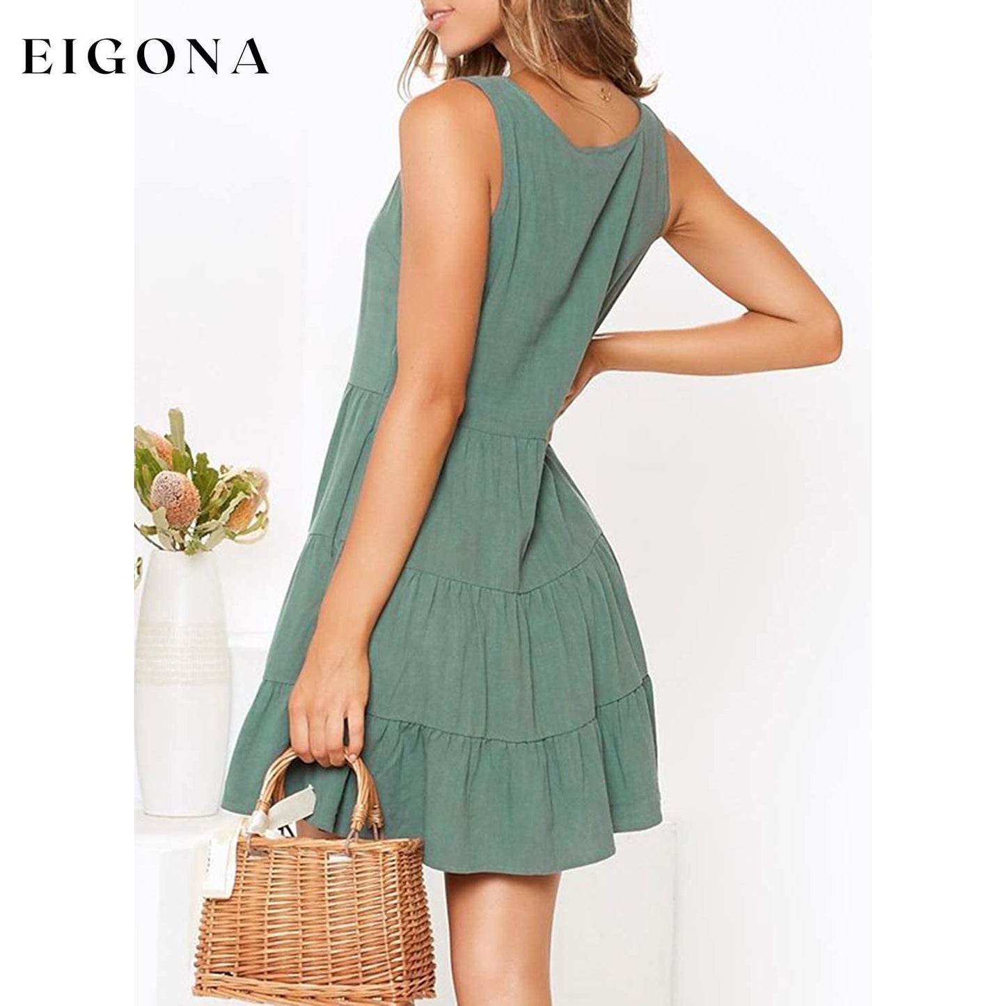 Women's Summer Sleeveless V Neck Dress __stock:200 casual dresses clothes dresses refund_fee:1200