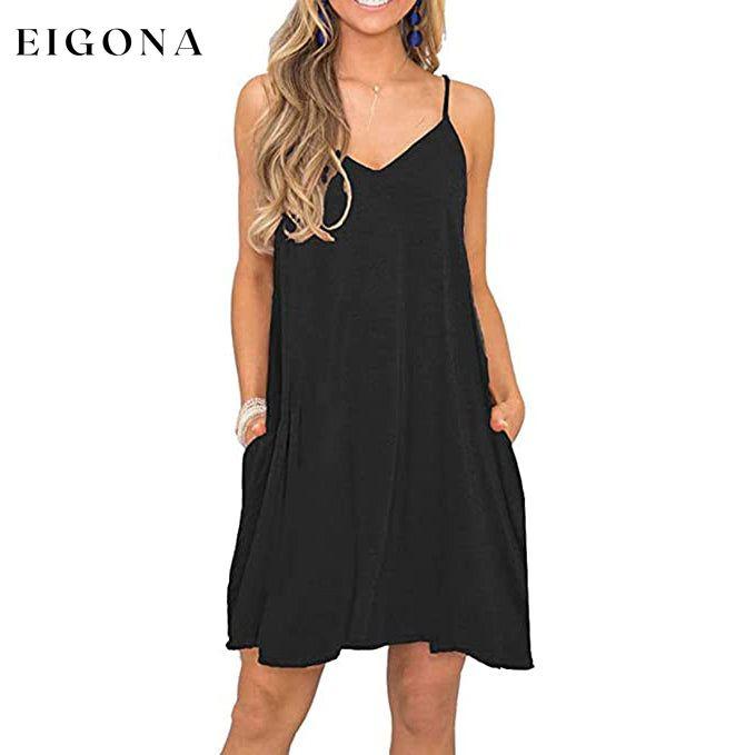 Women's Summer Spaghetti Strap Casual Swing Tank Beach Cover Up Dress with Pockets XXXL __stock:100 casual dresses clothes dresses refund_fee:1200