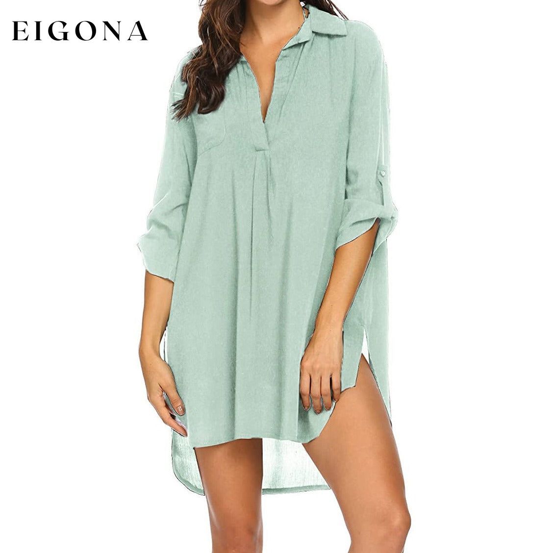 Women's Swimsuit Beach Cover Up Dress Light Green __stock:200 casual dresses clothes dresses refund_fee:1200