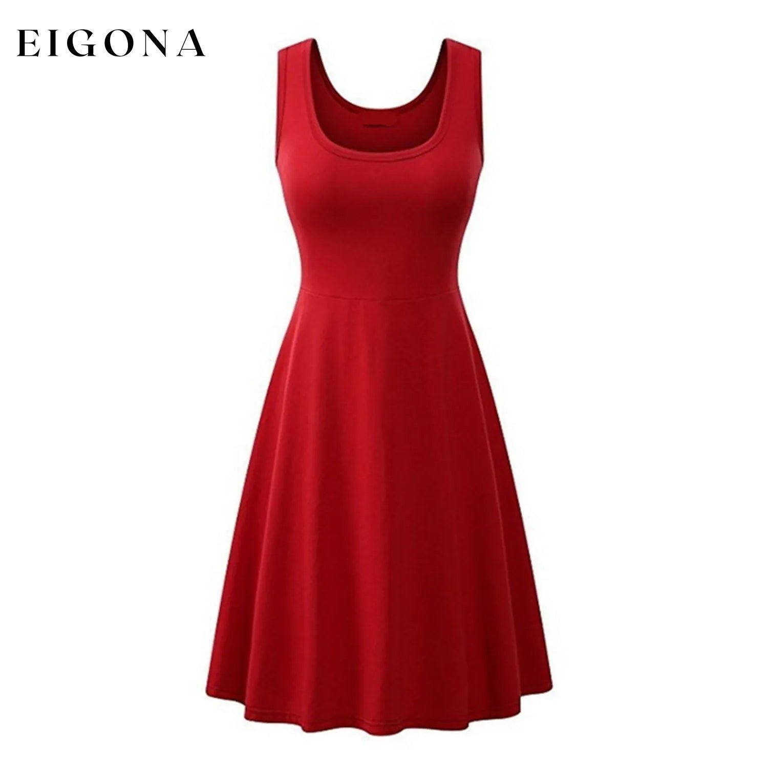 Women's Swing Knee Length Dress Red __stock:200 casual dresses clothes dresses Low stock refund_fee:800