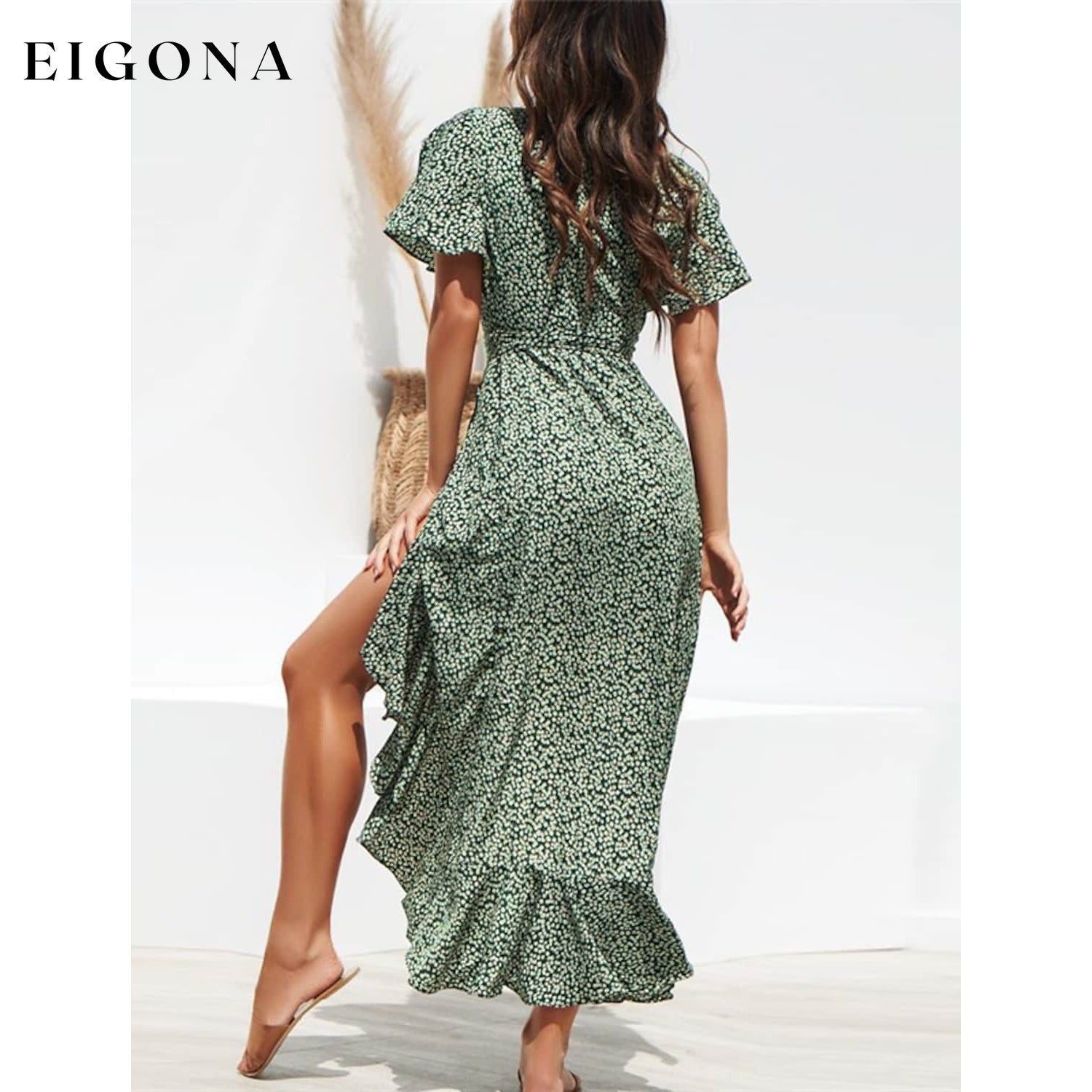 Women's V-Neck Elegant Long Chiffon Dress __stock:200 casual dresses clothes dresses refund_fee:1200