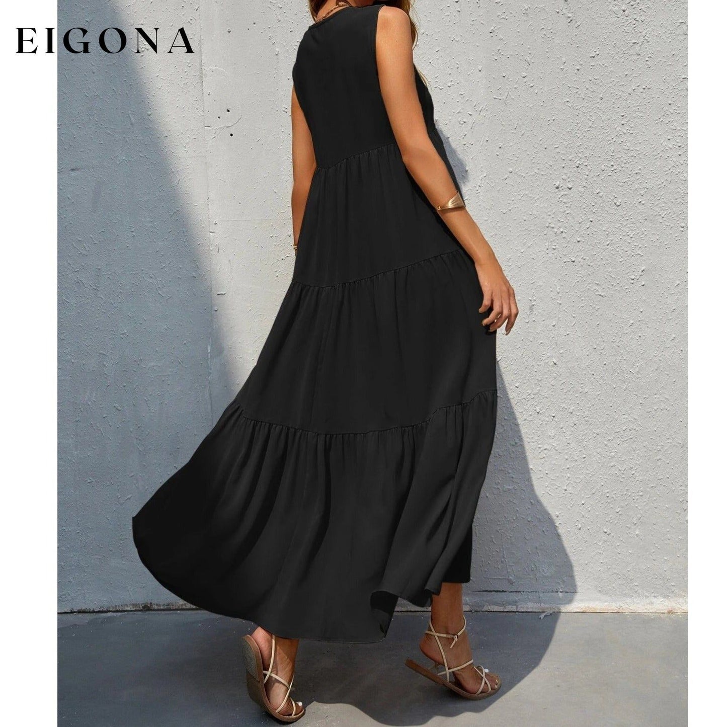 Women's V-neck Ruffle Hem Solid Dress __stock:200 casual dresses clothes dresses refund_fee:1200