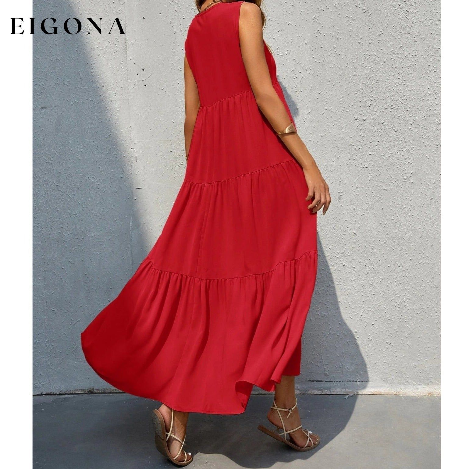 Women's V-neck Ruffle Hem Solid Dress __stock:200 casual dresses clothes dresses refund_fee:1200