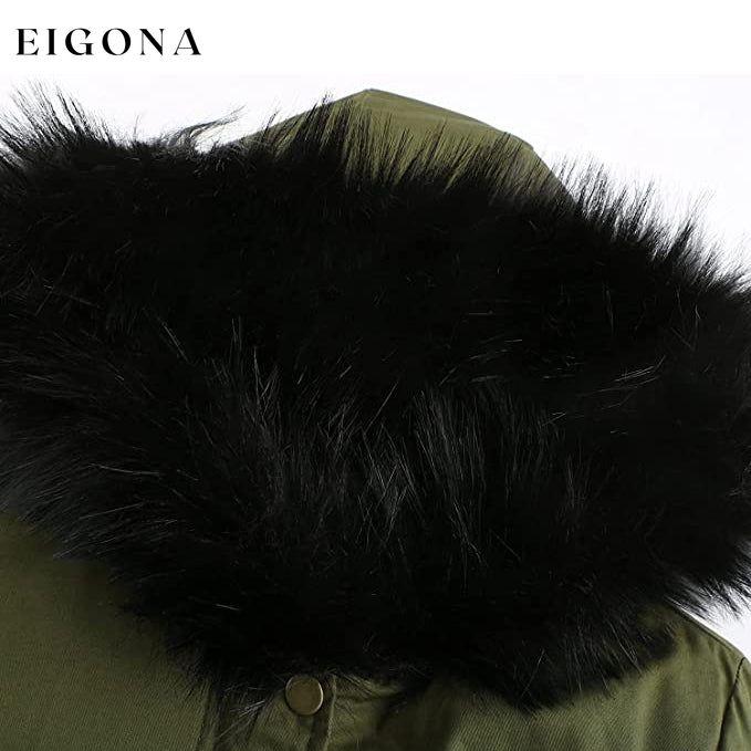 Women's Winter Coat Warm Thick Black Fleece Lined Wide Furry Hood Parka __stock:50 Jackets & Coats refund_fee:2200