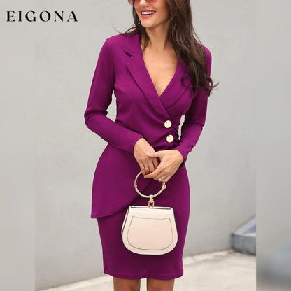 Women's Work Blazer Dress Purple __stock:200 casual dresses clothes dresses refund_fee:1200