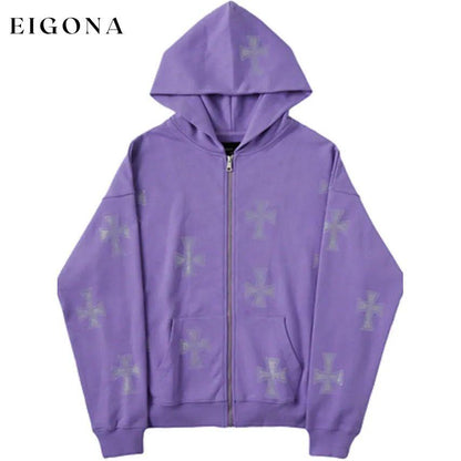 Women's Zip Sports Hoodie Purple __stock:200 Jackets & Coats refund_fee:1200